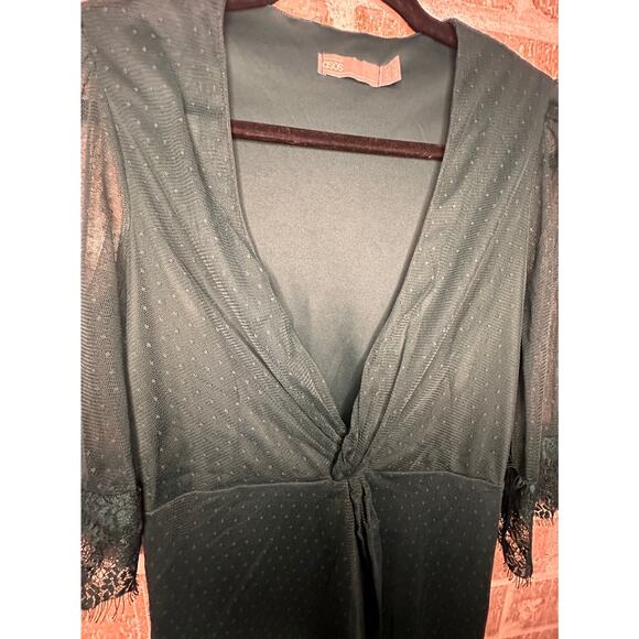 asos short lace dress emerald green deep vneck semi formal sz 8 - Picture 7 of 7